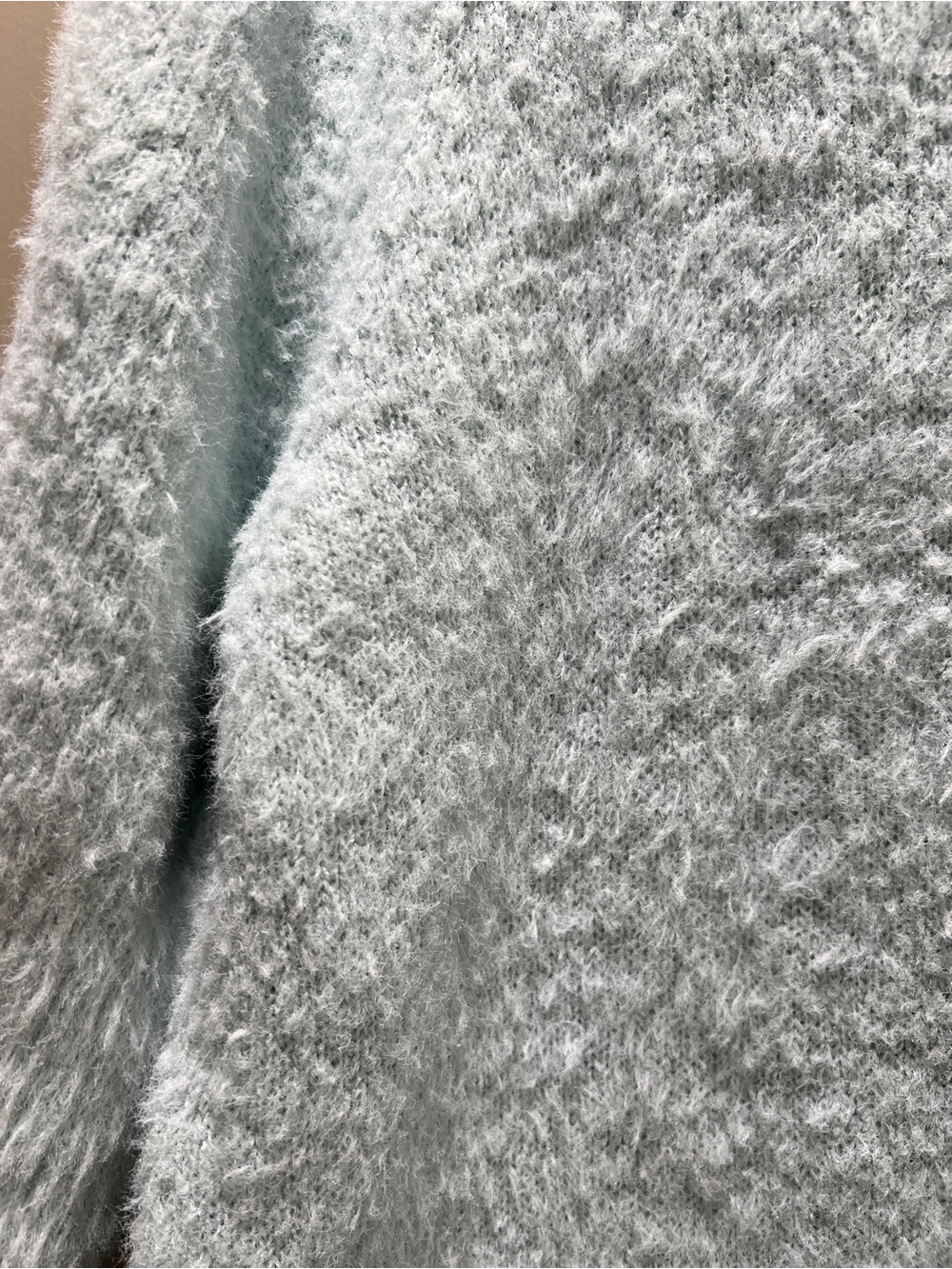 Light Blue Fuzzy Knit Short-Sleeve Sweater - Picture 2 of 4